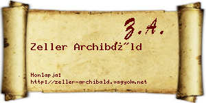 Zeller Archibáld névjegykártya